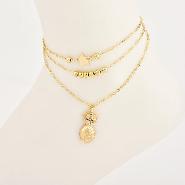 Pineapple Pendant Anklet Beads Summer Beach Foot Jewelry Fashion Style Anklet
