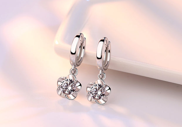 Crystal flower zircon earrings