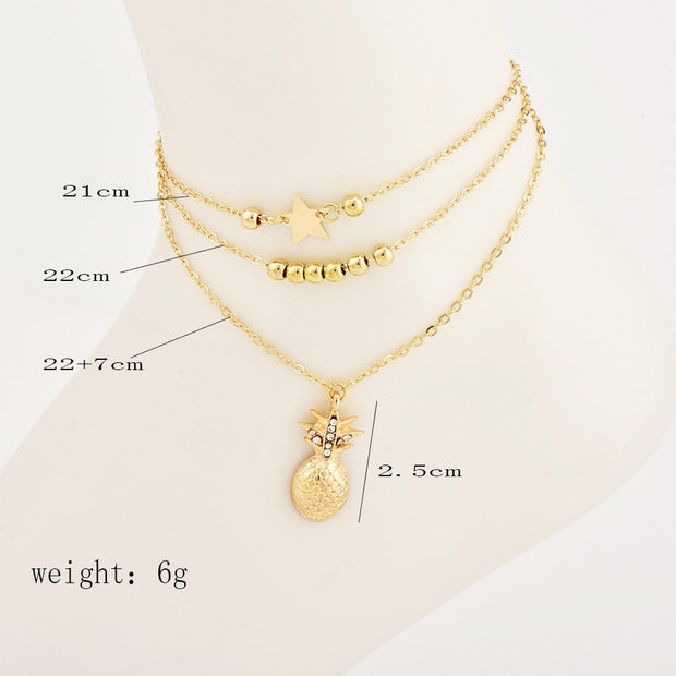 Pineapple Pendant Anklet Beads Summer Beach Foot Jewelry Fashion Style Anklet