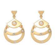 Matte Golden Moon Necklace And Earrings Suite