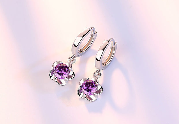 Crystal flower zircon earrings