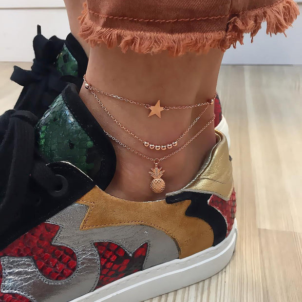 Pineapple Pendant Anklet Beads Summer Beach Foot Jewelry Fashion Style Anklet